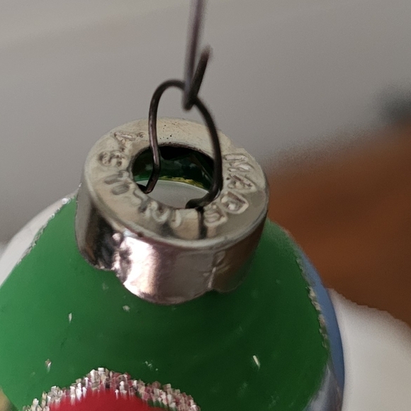 Large hand-painted glass Christmas ornament. Floral Botanical design. Pear Shape - Picture 2 of 7